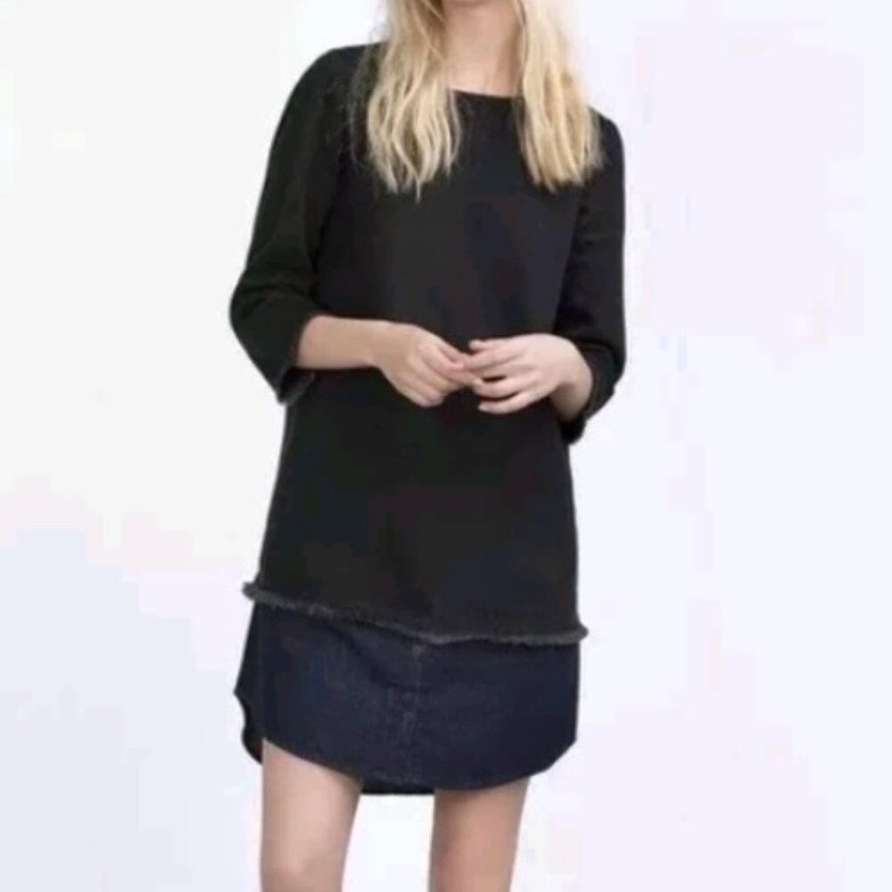 Zara Black and Blue Denim Dress